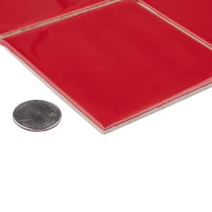 Twist Square Red Cherry 6 in. x 6 in. Ceramic Mosaic Take Home Tile Sample
