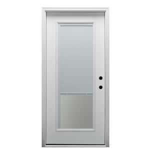 30 in. x 80 in. Internal Blinds Left-Hand Inswing Full Lite Clear Classic Primed Fiberglass Smooth Prehung Front Door