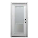 30 in. x 80 in. Internal Mini Blinds Left-Hand Inswing Full Lite Clear Primed Fiberglass Smooth Prehung Front Door
