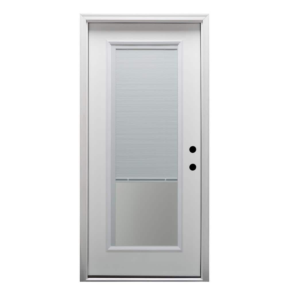 34 in. x 80 in. Internal Mini Blinds Left-Hand Inswing Full Lite Clear Primed Fiberglass Smooth Prehung Front Door price history on PriceWatchPro