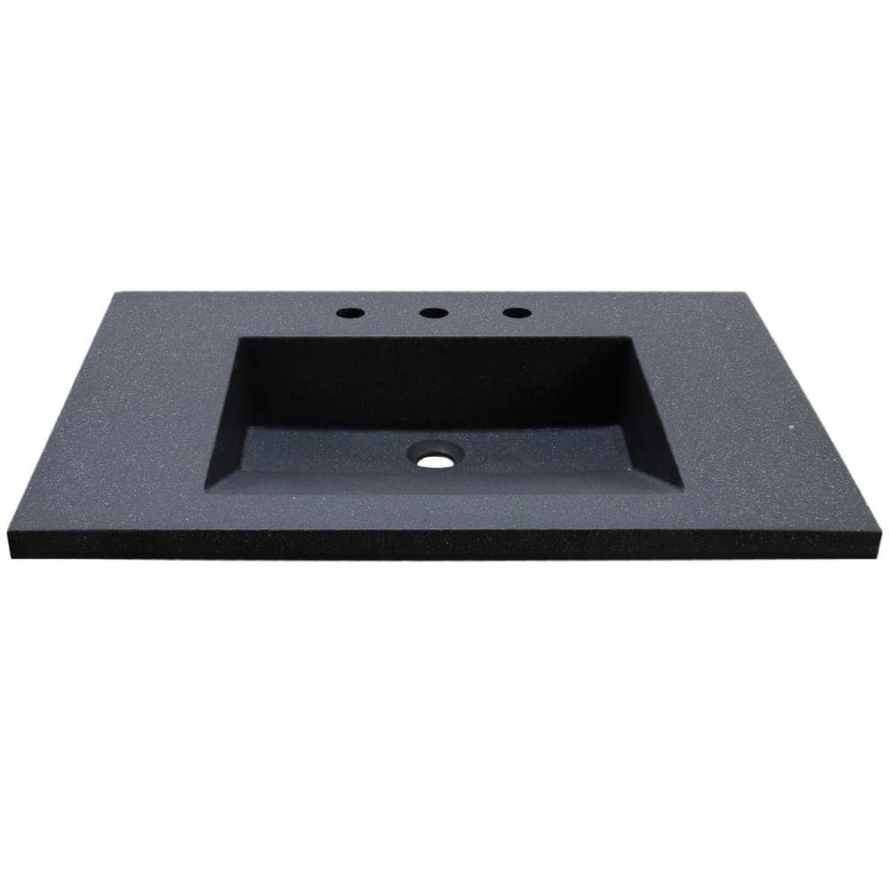31'' Black Concrete Single Basin Vanity Top with Ramp Sink