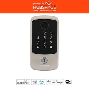 Hubspace Satin Nickel Square Biometric Fingerprint Electronic Touchpad Deadbolt