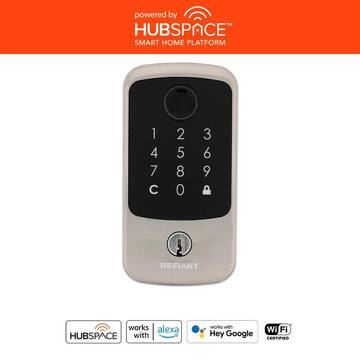 Hubspace Satin Nickel Square Biometric Fingerprint Electronic Touchpad Deadbolt