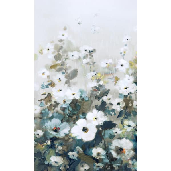 Walls Republic Turqouise Painted Flowers Flora Printed Non-Woven Paper Non-Pasted Textured Wallpaper L 8 ft. 8 in. x W 83 in.