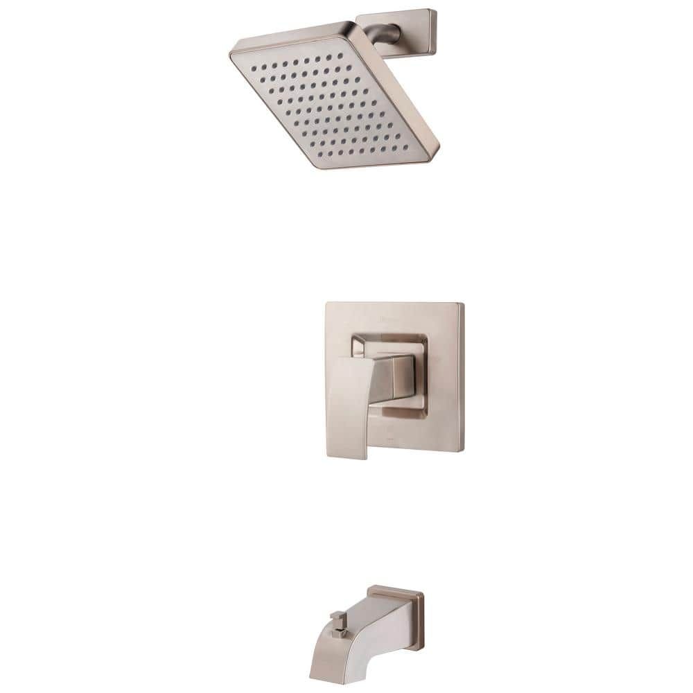 Pfister Kenzo 1-Handle 1-Spray Tub and Shower Trim Kit in Brushed Nickel  (Valve Not Included) LG89-8DFK - The Home Depot