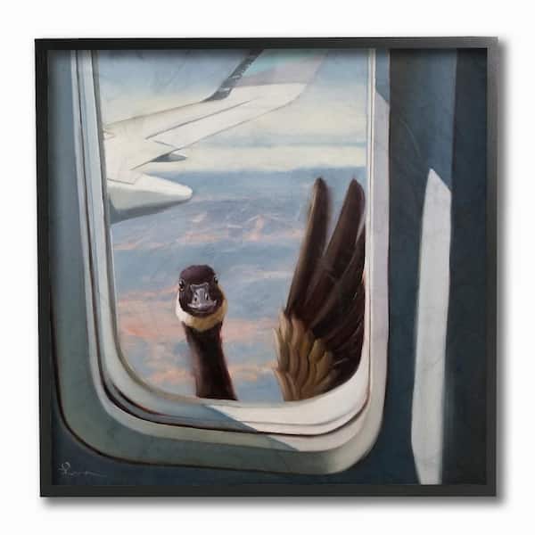 Stupell Industries 12 in. x 12 in. "Hello from a Goose Airplane Window Scene Painting" by Lucia Heffernan Framed Wall Art