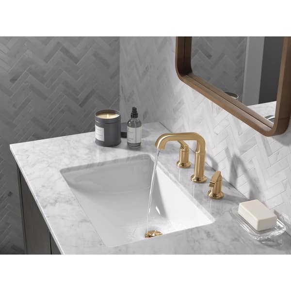 Tetra Gold 8 in. Widespread Double-Handle Bathroom Faucet in Lumicoat Champagne Bronze