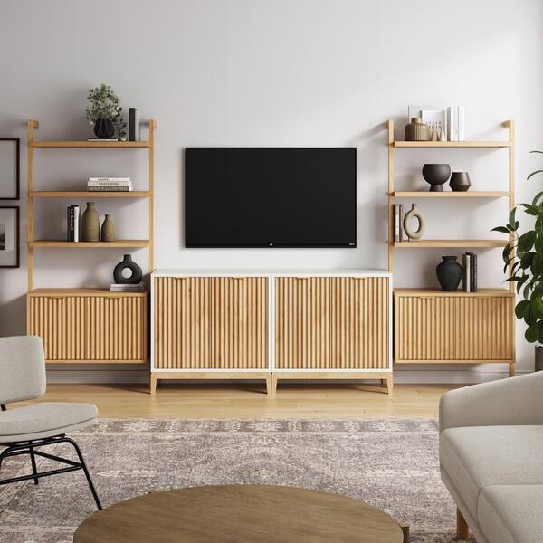 Nathan James Jasper Warm White TV Stand Entertainment Center Nathan James Jasper Warm White TV Stand Entertainment Center