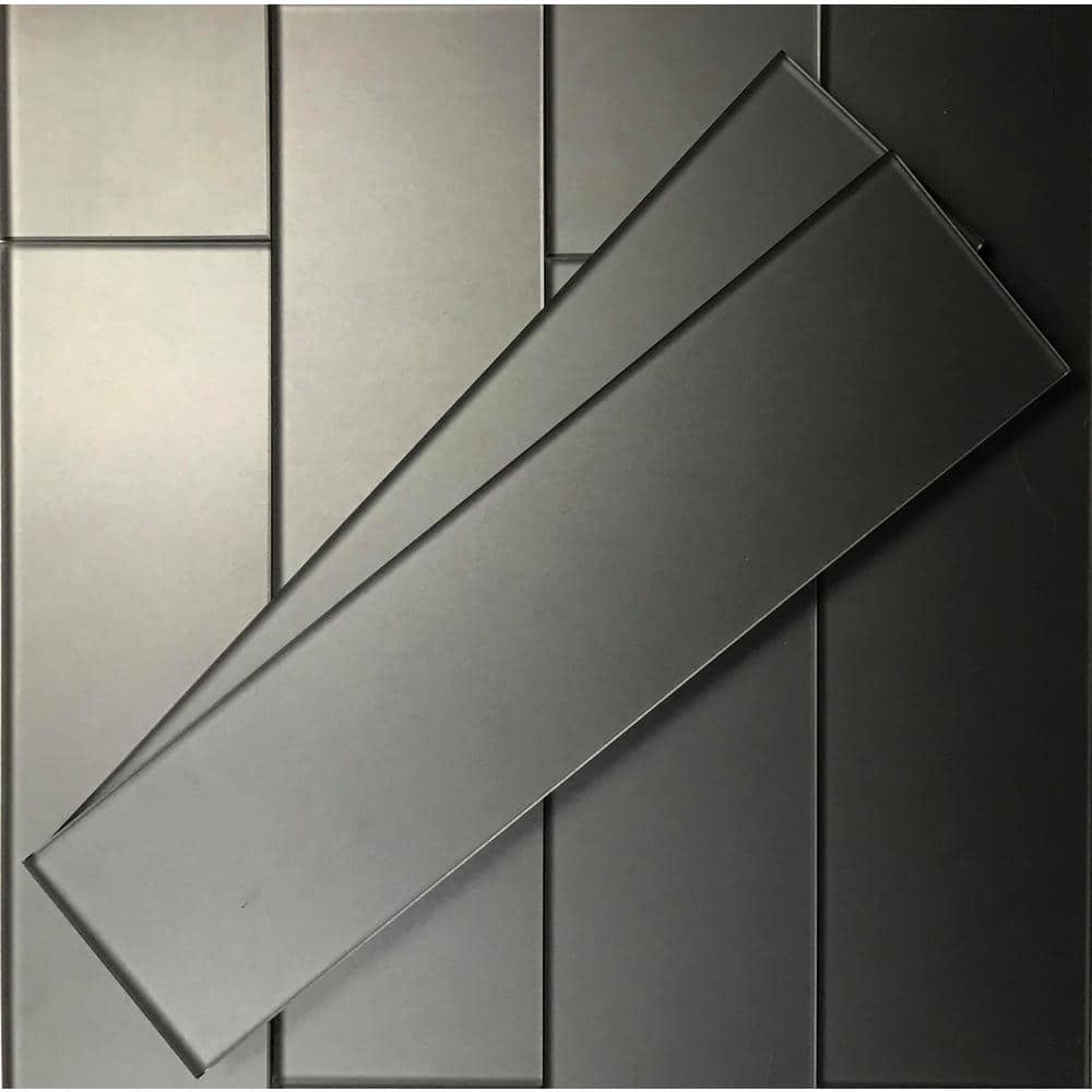 Gray Matte Glass Subway Wall Tile 3x12