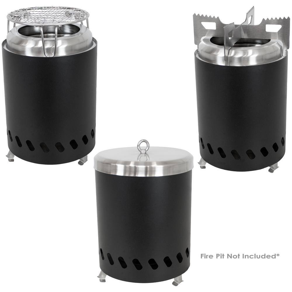 Compact Stainless Steel Smokeless Fire Pit Accessory Kit