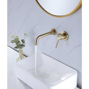 ABA Single Handle Wall Mounted Faucet with Valve High pressure Bathroom Sink Faucet in brushed gold