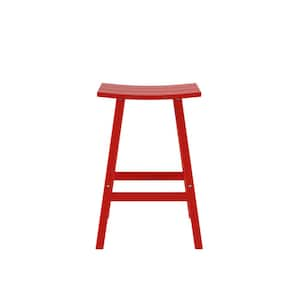 Franklin Red 29 in. Poly HDPE Fade Resistant Outdoor Patio Saddle Seat Pub Height Bar Stool