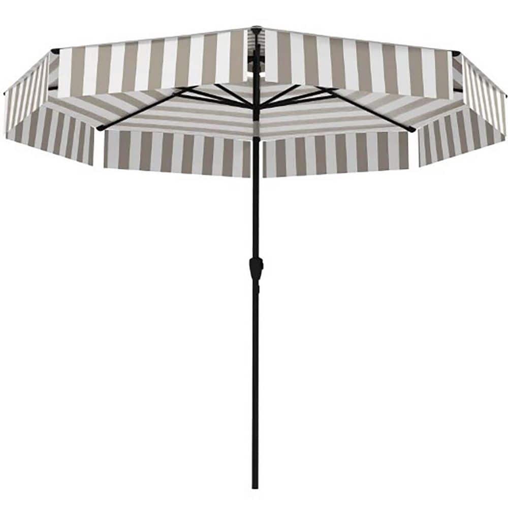 8.6 ft. Metal Market 2-Tier Patio Umbrella in Light Gray and White with Crank 8 Ribs price history on PriceWatchPro