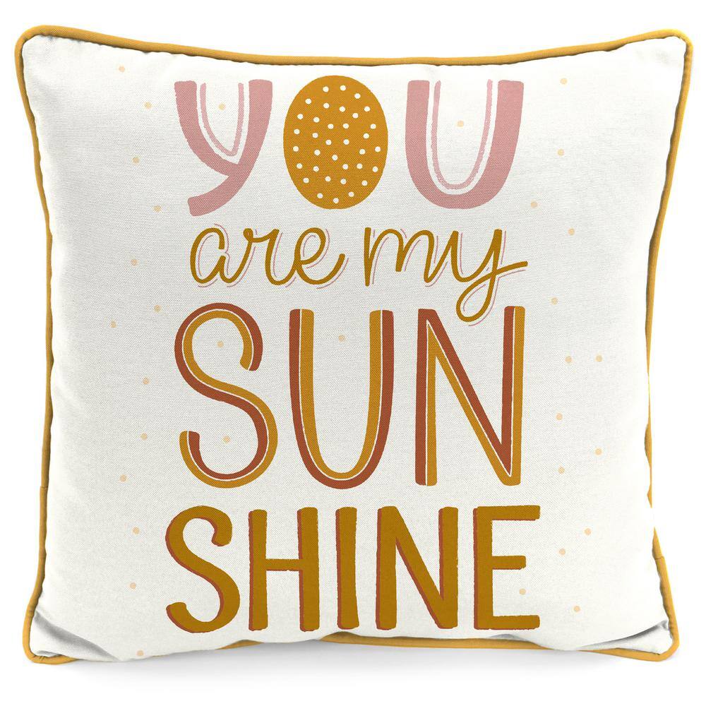 You Are My Sunshine Cream and Multicolor Reversible Outdoor Throw Pillow