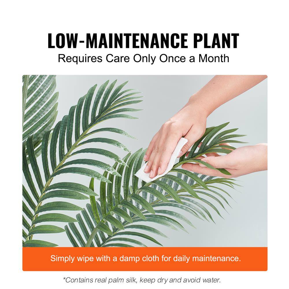 5-Foot Green Plastic Potted Palm Floor Plant for Outdoor