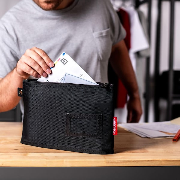 12 in Document Organizer Bag Pouch Water Resistant with business card holder and zipped top with 2 internal pockets 12 in Document Organizer Bag Pouch Water Resistant with business card holder and zipped top with 2 internal pockets