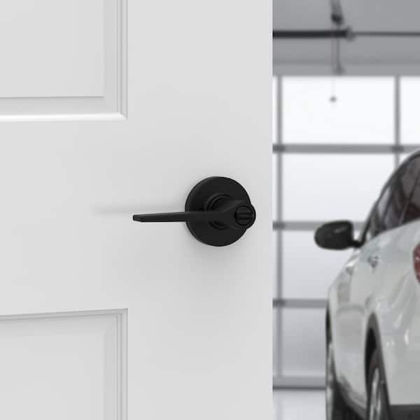 Kwikset Hollis Round Rose Matte Black Keyed Entry Door Lever