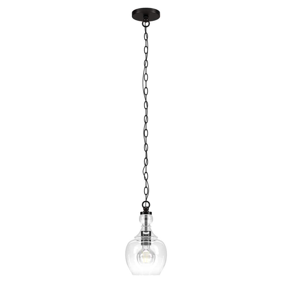 Evelyn&Zoe Industrial Pendant with Clear Glass Shade  