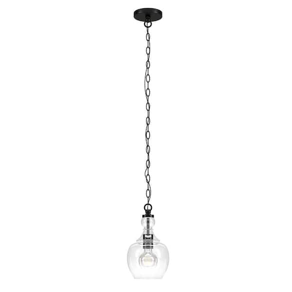 Meyer&Cross Verona 1-Light Blackened Bronze Pendant with Clear Glass Shade