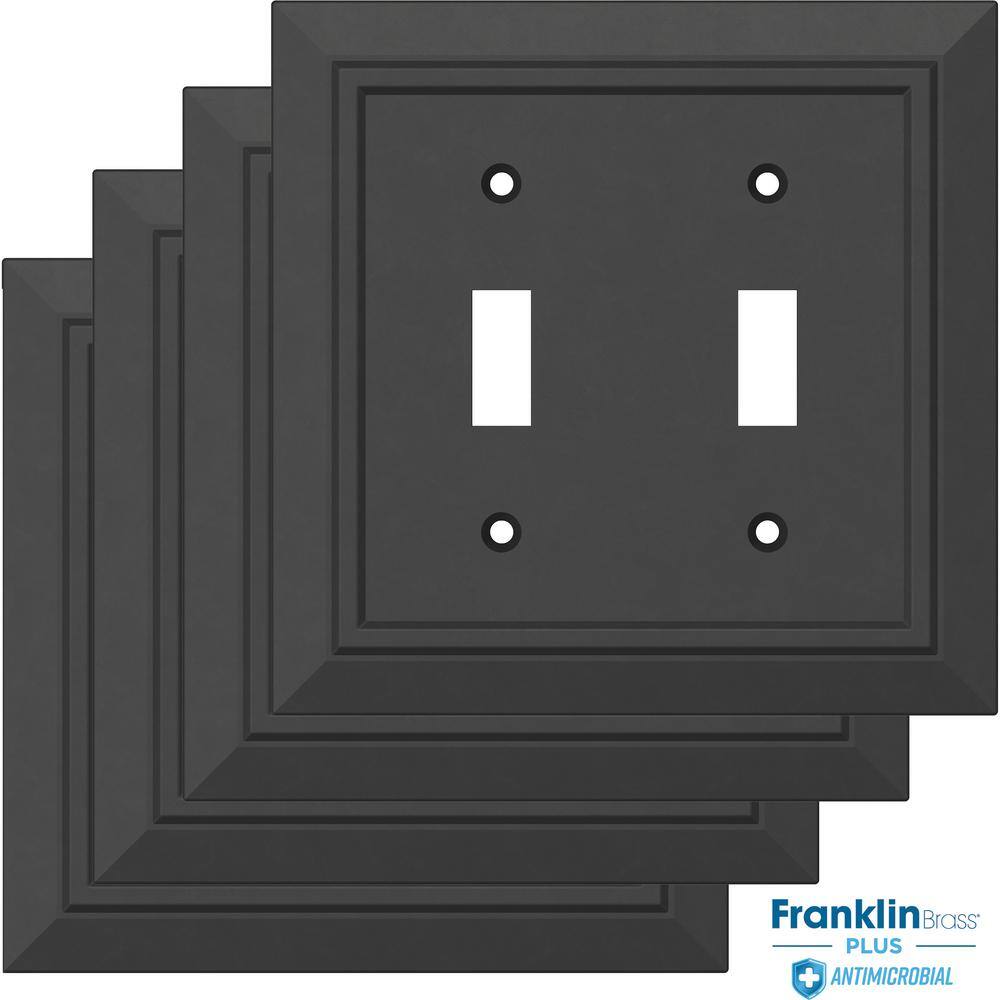 Matte Black Antimicrobial 2-Gang Decorative Wall Plate