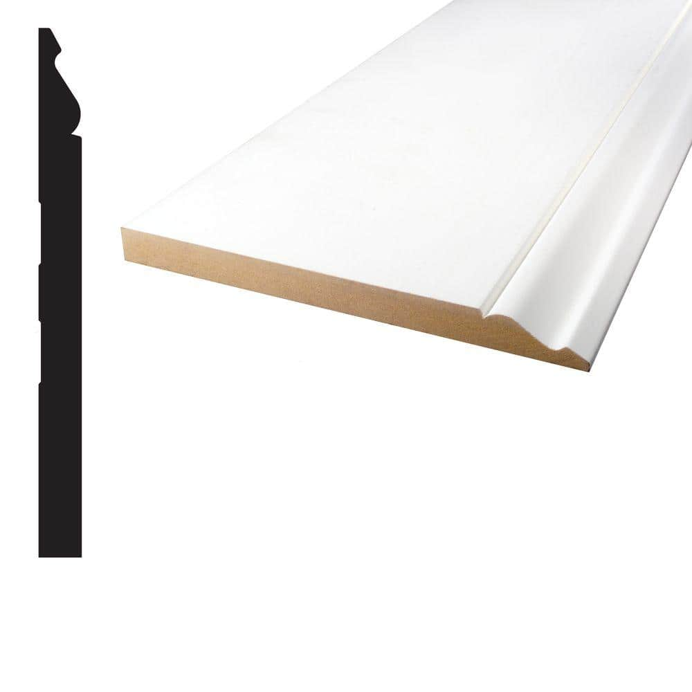 Alexandria Moulding 5/8 in. x 7-1/4 in. x 96 in. Primed MDF Base ...