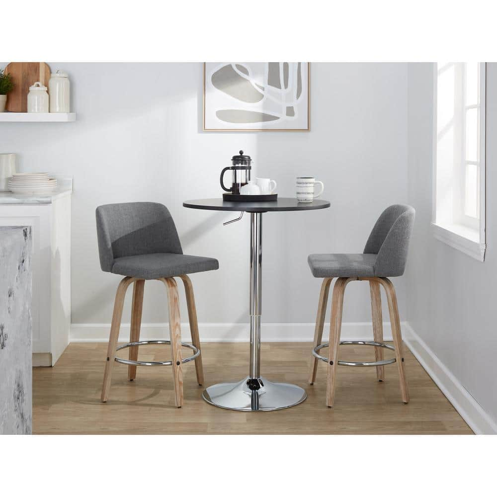 Lumisource Toriano 25 5 In Grey Fabric White Washed Wood And Chrome   Grey Fabric White Washed Wood And Chrome Metal Lumisource Bar Stools B26 Trnofb Grtzr2 Wwgy2 64 1000 