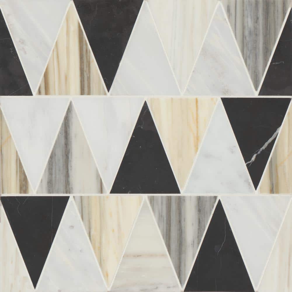 "Modni Eastern White/Nero Marquina/Calacatta Zebrino 12"" x 12"" Geometric Honed Marble Mosaic Tile (10.51 sq. ft. /Case)" price history on PriceWatchPro