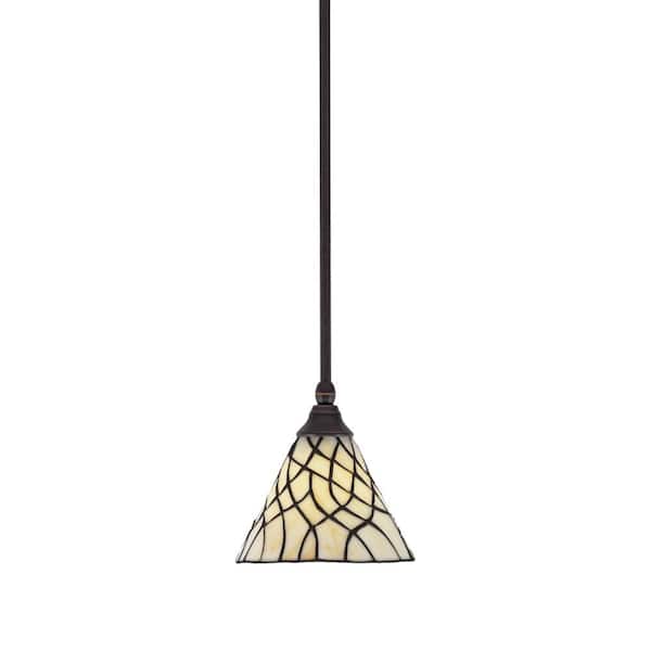Unbranded Sparta 100-Watt 1-Light Dark Granite Shaded Pendant Mini Pendant Light with Sandhill Art Glass, No Bulb Included