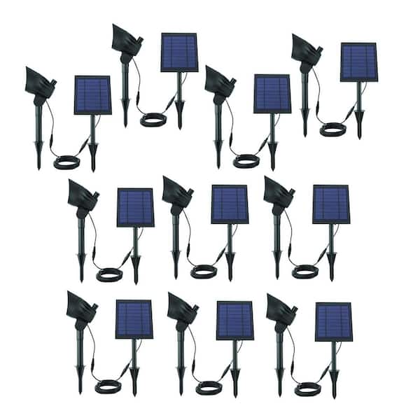 150-300 Lumens Black LED High-Low Metal Outdoor Solar Spotlight with Adjustable Lamp Head (10-Pack)