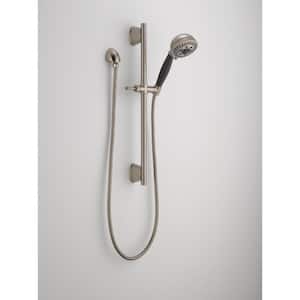 5-Spray Patterns 1.75 GPM 4.13 in. Wall Mount Handheld Shower Head with Slide Bar and H2Okinetic in Stainless