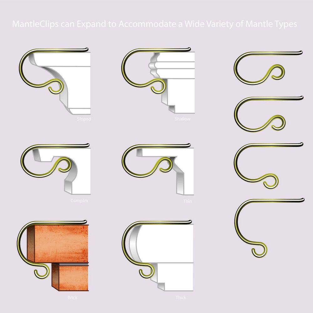 Silver Adjustable Metal MantleClip Stocking Holder Set