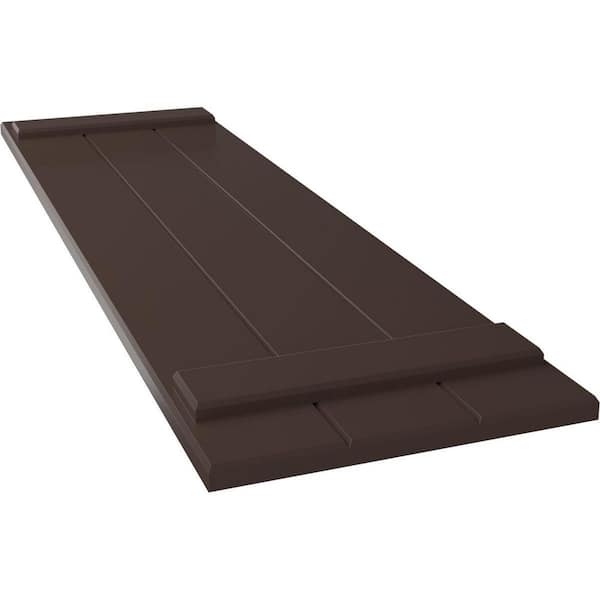 Ekena Millwork TruFit PVC 16.125 in. W x 34 in. H Board and Batten Shutters Pair in Raisin Brown