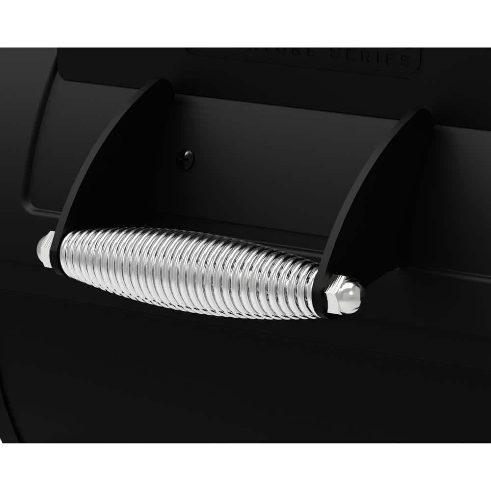 Portable Black Steel Tabletop Charcoal Grill with Smoker
