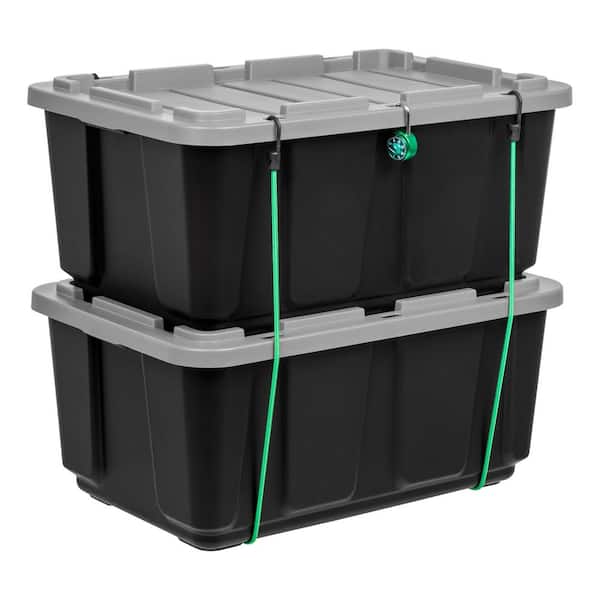 IRIS USA 4Pack 31gal Heavy Duty Storage Plastic Bin Tote Container, Black 