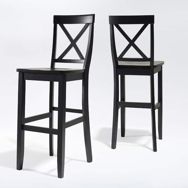 Crosley Furniture 30 In Black, Black Rattan Bar Stools With Backs