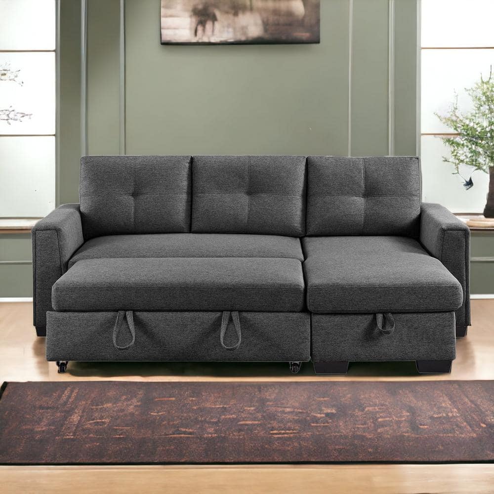 HomeRoots Amelia 92 in. Straight Arm Polyester Blend Rectangle