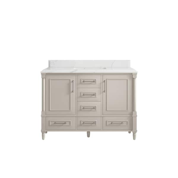 Willow Collections Hudson 48 in. W x 22 in. D x 36 in. H Single Sink Bath Vanity in Fine Grain with 1.5 in. Calacatta Laza qt. Top