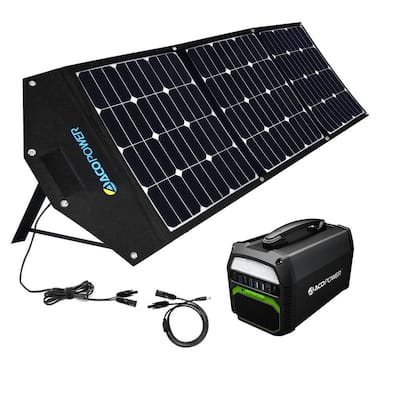 120-Watt Portable Solar Panel OffGrid Kit w/462Wh/500-Watt Portable Solar Generator Rechargeable Battery Power Station