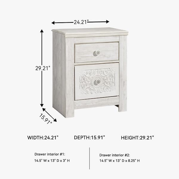 Signature DESIGN BY ASHLEY Paxberry Whitewash 2-Drawer 24.21 in. W