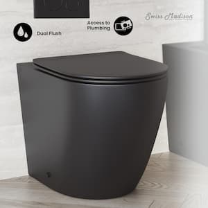 St. Tropez 1-Piece 1.28 GPF Dual Flush Elongated Toilet in Matte Black, Seat Included