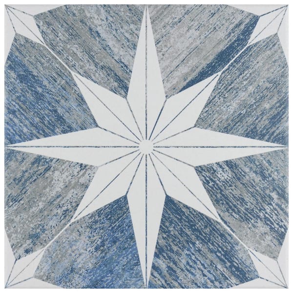 Merola Tile Cassis Stella Blue Day 9-3/4 in. x 9-3/4 in. Porcelain Floor and Wall Tile (10.88 sq. ft./Case)