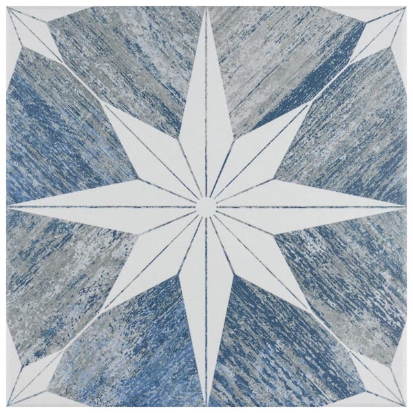 Merola Tile Cassis Stella Blue Day 9-3/4 in. x 9-3/4 in. Porcelain Floor and Wall Take Home Tile Sample