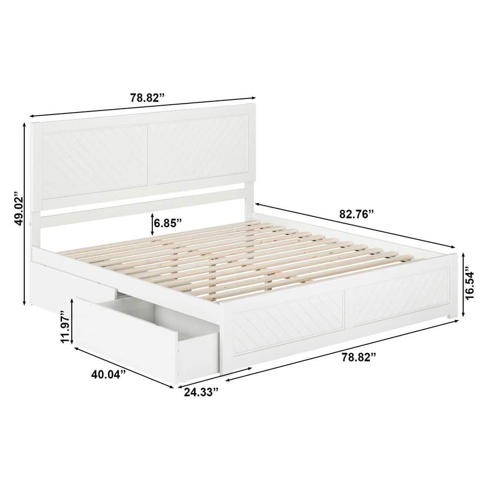 Canyon Walnut Brown Solid Wood Queen Platform Bed Frame with Matching Footboard and Storage Drawers - thumbnail 10