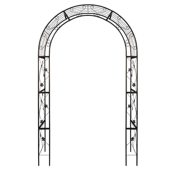 Scarlett 98.4 in. x 58 in. Outdoor Garden Arbor Plant Climbing Trellis, Metal, Black