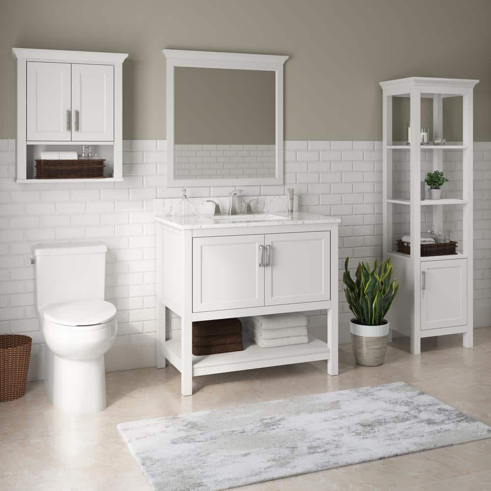 Hollis White Wood 32" x 32" Bathroom Vanity Mirror