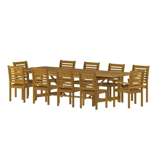 Turner 11-Piece Eucalyptus Extendable Rectangular Patio Dining Set
