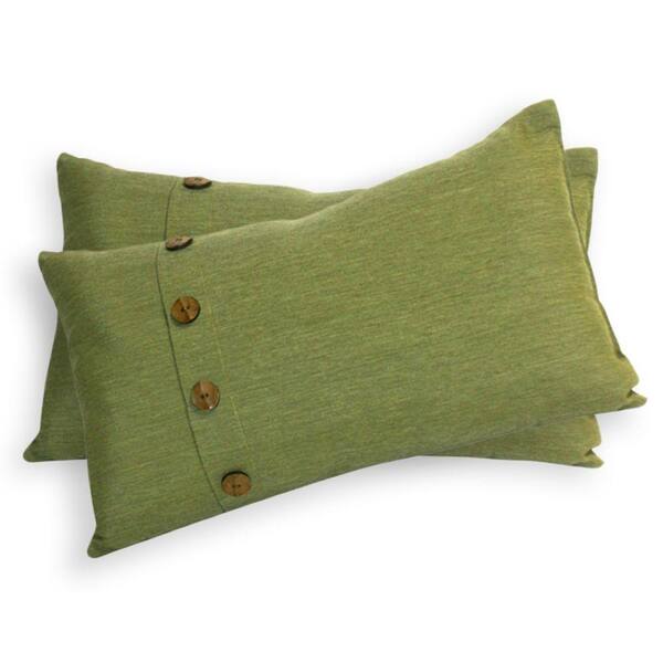 Peak Season Green Outdoor Lumbar Pillow with Buttons (2-Pack)-DISCONTINUED