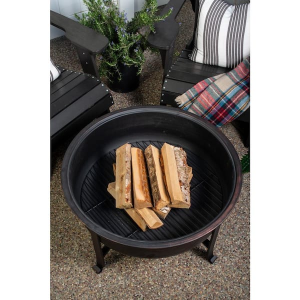 Sterling Oaks Santa Cruz 31 in. Round Fire Pit with Lid and Poker