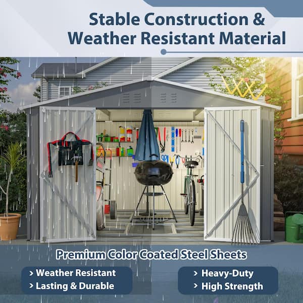 8 ft. W x 10 ft. D Metal Outdoor Storage Shed with Lockable Doors