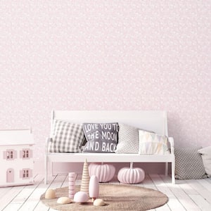 Tiny Tots 2-Collection Pink/White Glitter Finish Kids Koala Leaf Design Non-Woven Paper Wallpaper Roll